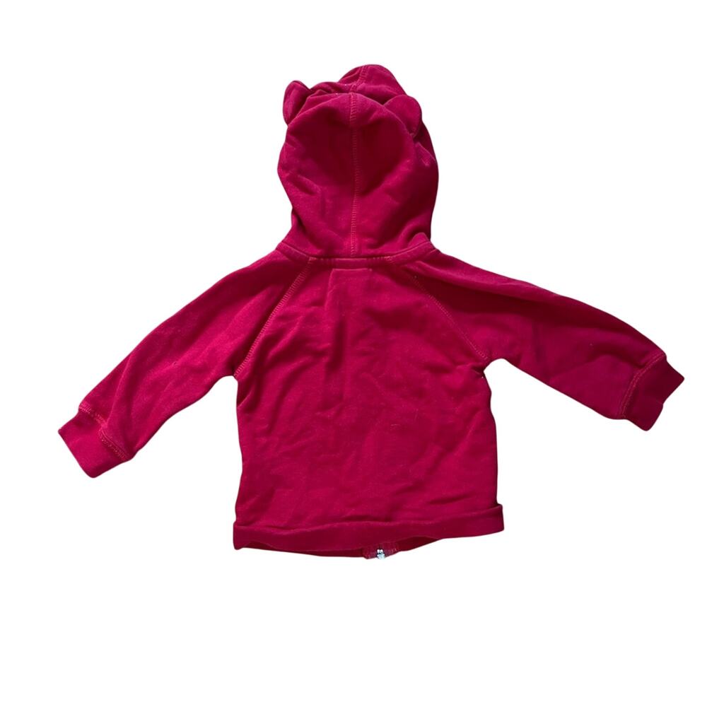 Hanna Andersson Red Bear Ear Zip Hoodie | Size 80 / 12-24M - Picture 3 of 3